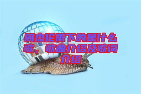 周杰倫雨下的是什么歌，歌曲介紹及歌詞介紹