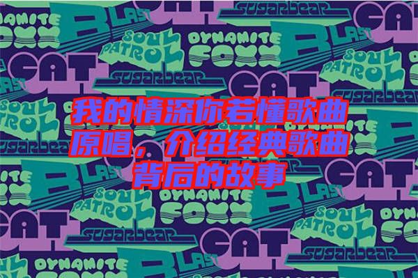 我的情深你若懂歌曲原唱，介紹經(jīng)典歌曲背后的故事
