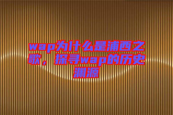 wap為什么是浦西之歌，探尋wap的歷史淵源