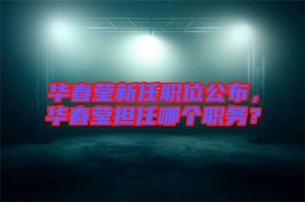 華春瑩新任職位公布，華春瑩擔任哪個職務？