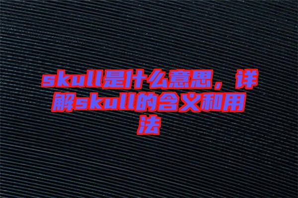 skull是什么意思，詳解skull的含義和用法