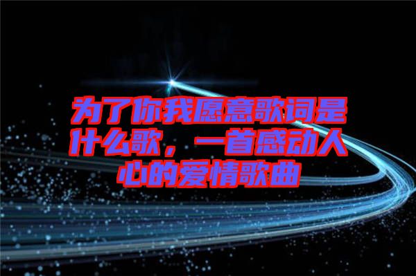 為了你我愿意歌詞是什么歌，一首感動(dòng)人心的愛(ài)情歌曲
