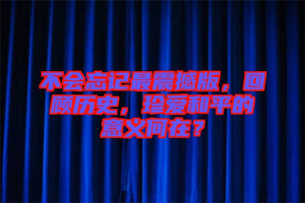不會忘記最震撼版，回顧歷史，珍愛和平的意義何在？