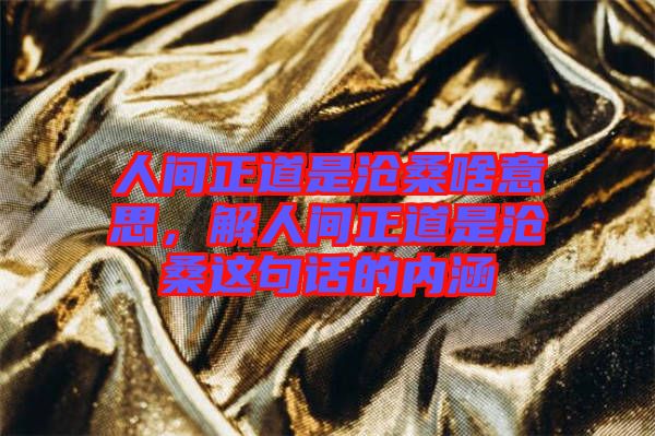 人間正道是滄桑啥意思，解人間正道是滄桑這句話的內涵