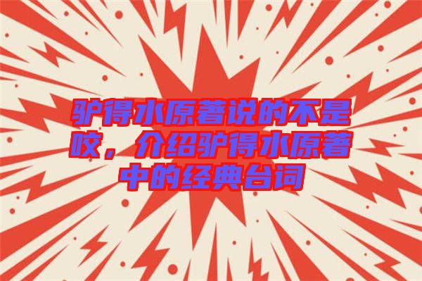 驢得水原著說的不是咬，介紹驢得水原著中的經(jīng)典臺詞