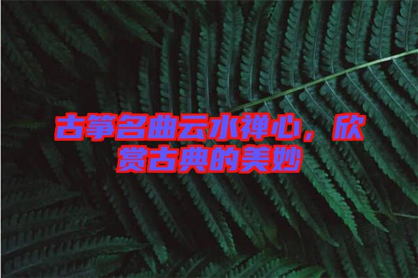 古箏名曲云水禪心，欣賞古典的美妙