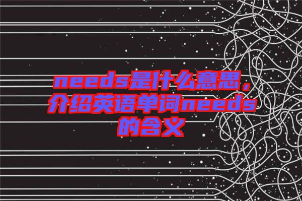 needs是什么意思，介紹英語單詞needs的含義