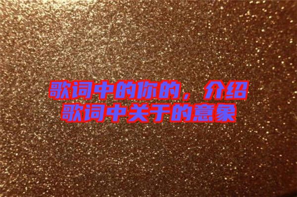 歌詞中的你的，介紹歌詞中關(guān)于的意象