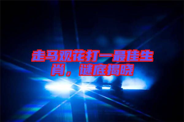 走馬觀花打一最佳生肖，謎底揭曉