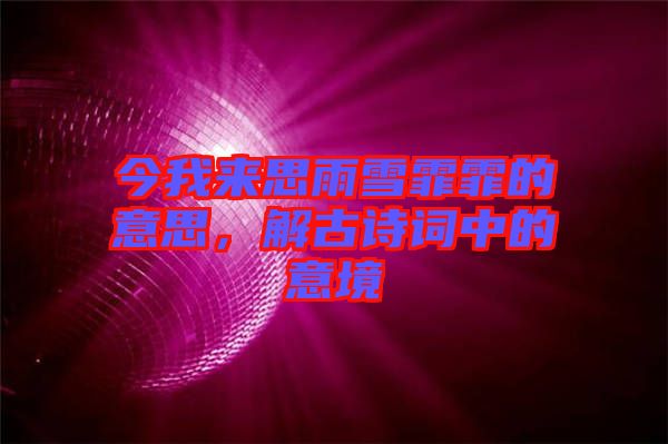 今我來思雨雪霏霏的意思，解古詩詞中的意境