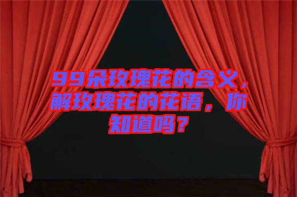 99朵玫瑰花的含義，解玫瑰花的花語，你知道嗎？