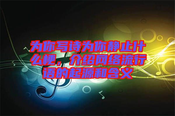 為你寫詩為你靜止什么梗，介紹網(wǎng)絡(luò)流行語的起源和含義