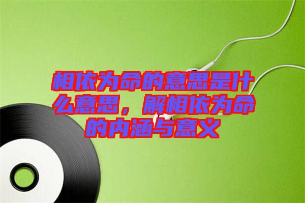 相依為命的意思是什么意思，解相依為命的內(nèi)涵與意義