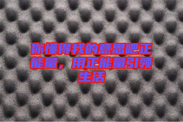 你懂得我的意思吧正能量，用正能量引領(lǐng)生活