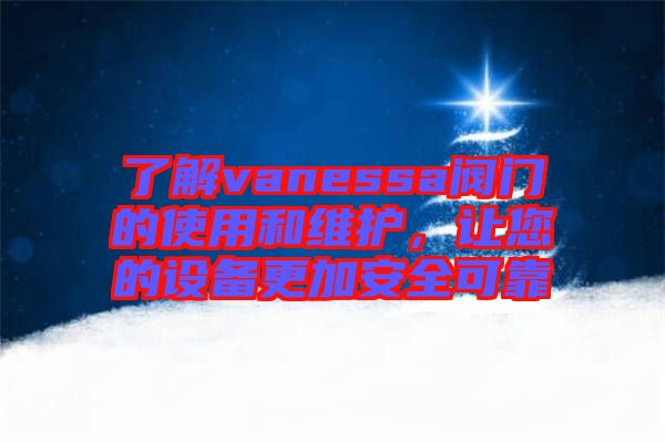 了解vanessa閥門的使用和維護(hù)，讓您的設(shè)備更加安全可靠