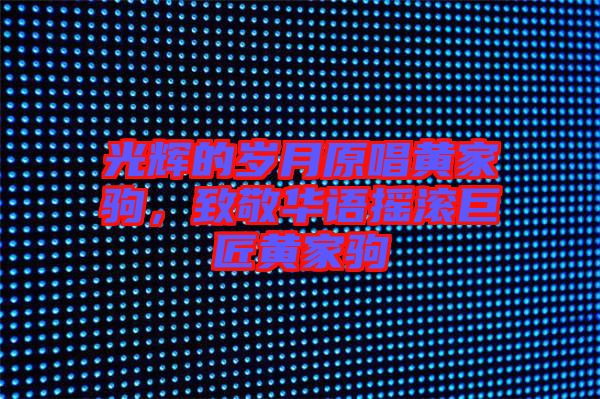 光輝的歲月原唱黃家駒，致敬華語搖滾巨匠黃家駒