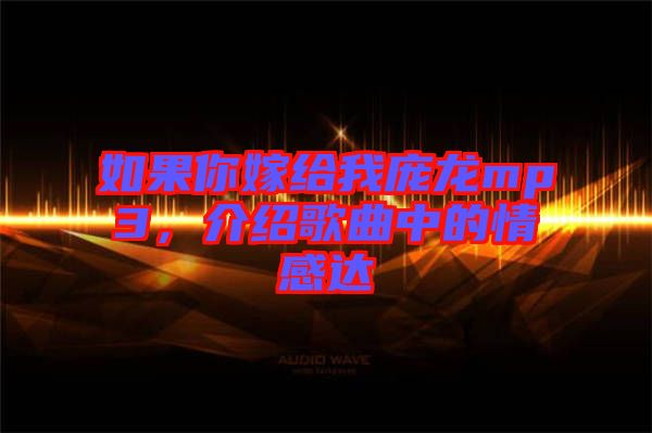 如果你嫁給我龐龍mp3，介紹歌曲中的情感達(dá)