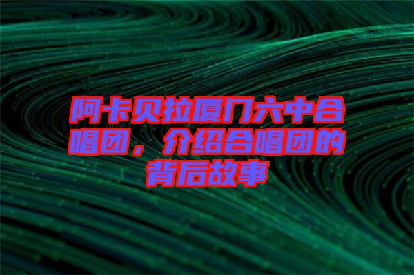 阿卡貝拉廈門(mén)六中合唱團(tuán)，介紹合唱團(tuán)的背后故事