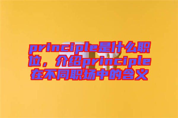 principle是什么職位，介紹principle在不同職場(chǎng)中的含義
