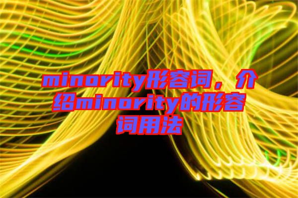 minority形容詞，介紹minority的形容詞用法