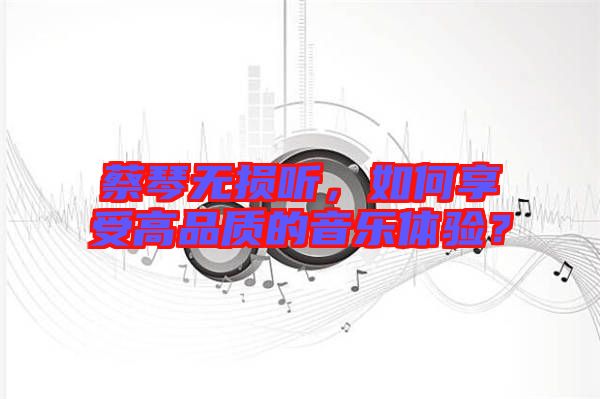 蔡琴無損聽，如何享受高品質的音樂體驗？
