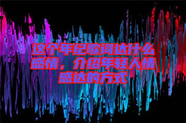 這個(gè)年紀(jì)歌詞達(dá)什么感情，介紹年輕人情感達(dá)的方式