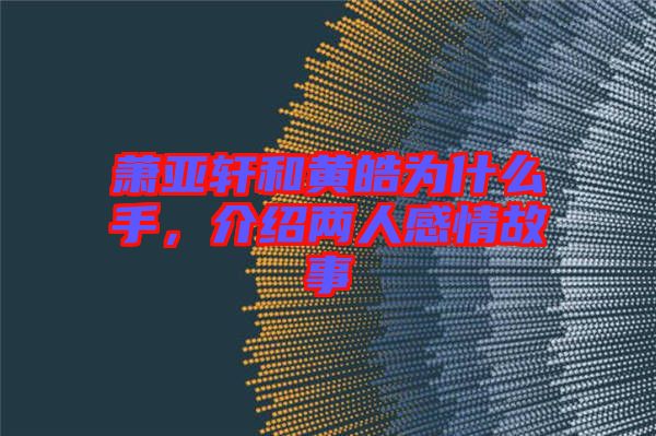 蕭亞軒和黃皓為什么手，介紹兩人感情故事