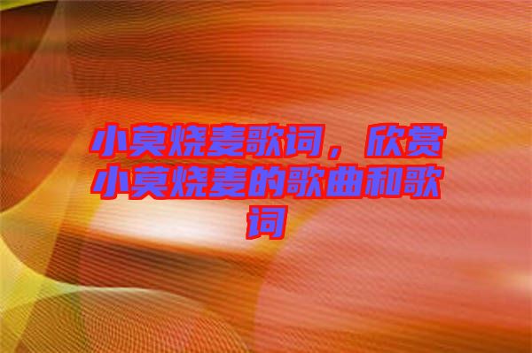 小莫燒麥歌詞，欣賞小莫燒麥的歌曲和歌詞