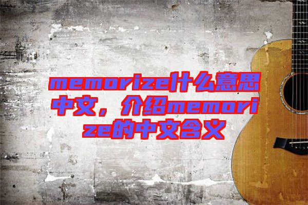 memorize什么意思中文，介紹memorize的中文含義