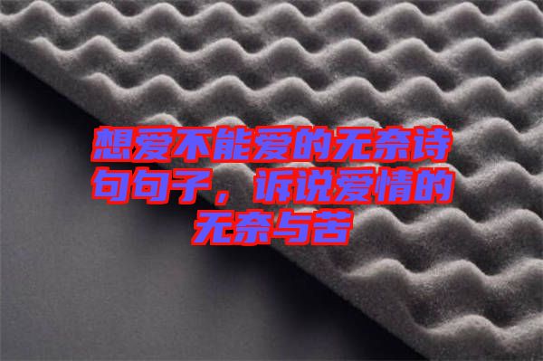 想愛不能愛的無奈詩句句子，訴說愛情的無奈與苦