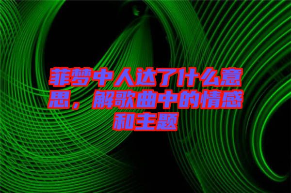 菲夢中人達了什么意思，解歌曲中的情感和主題