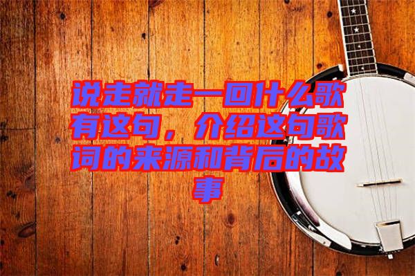 說(shuō)走就走一回什么歌有這句，介紹這句歌詞的來(lái)源和背后的故事
