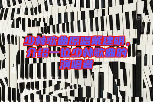 少林歌曲原唱戴建明，介紹一位少林歌曲的演唱者