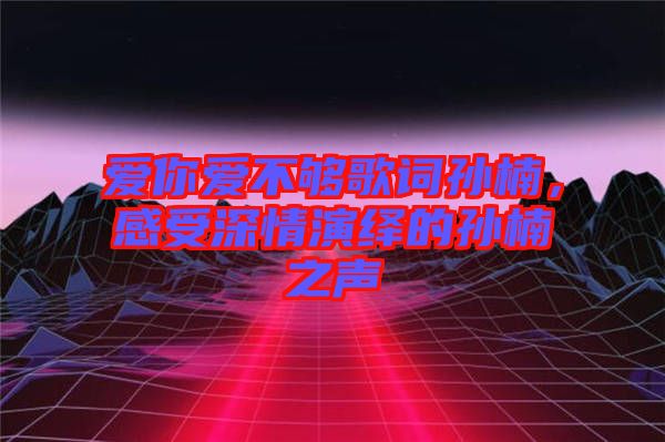 愛你愛不夠歌詞孫楠，感受深情演繹的孫楠之聲