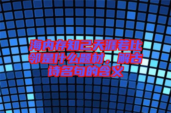海內(nèi)存知己天涯若比鄰是什么題材，解古詩名句的含義
