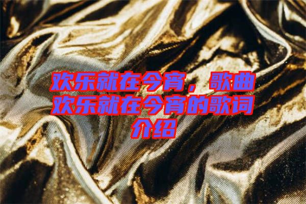 歡樂就在今宵，歌曲歡樂就在今宵的歌詞介紹