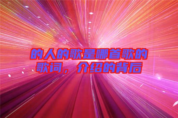 的人的歌是哪首歌的歌詞，介紹的背后