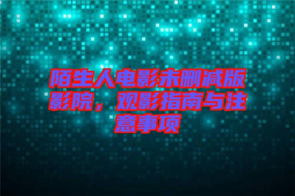 陌生人電影未刪減版影院，觀影指南與注意事項(xiàng)