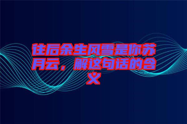 往后余生風(fēng)雪是你蘇月云，解這句話的含義