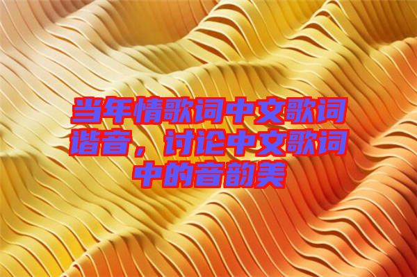當(dāng)年情歌詞中文歌詞諧音，討論中文歌詞中的音韻美
