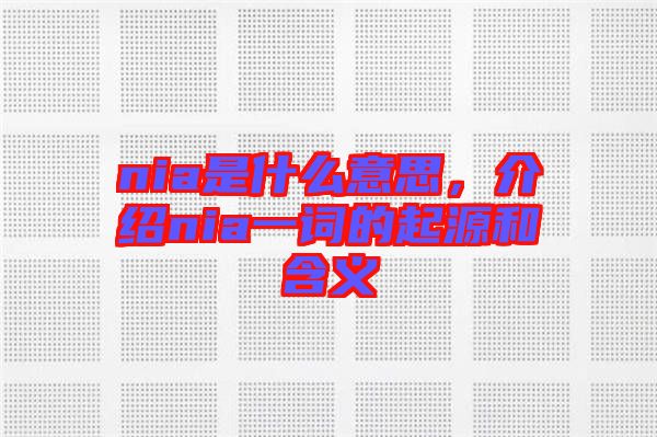 nia是什么意思，介紹nia一詞的起源和含義