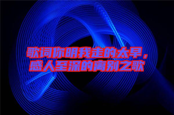 歌詞你明我走的太早，感人至深的離別之歌