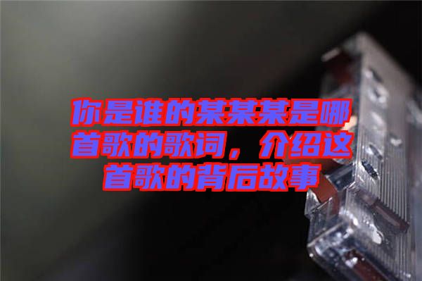 你是誰的某某某是哪首歌的歌詞，介紹這首歌的背后故事