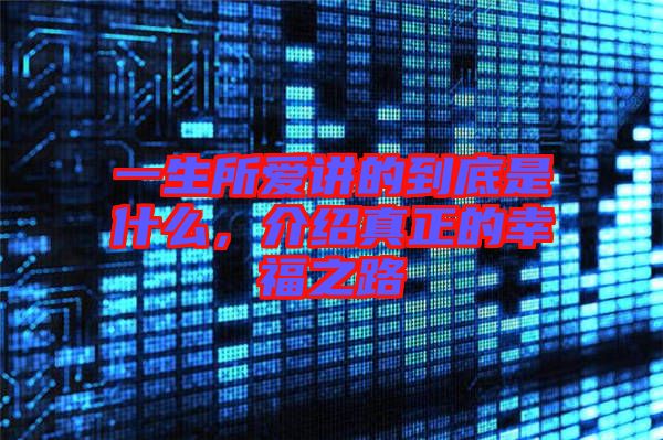 一生所愛講的到底是什么，介紹真正的幸福之路