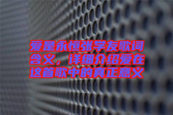 愛是永恒張學友歌詞含義，詳細介紹愛在這首歌中的真正意義