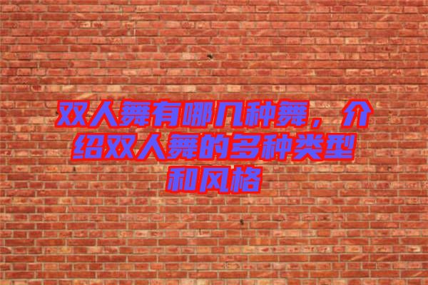 雙人舞有哪幾種舞，介紹雙人舞的多種類型和風(fēng)格