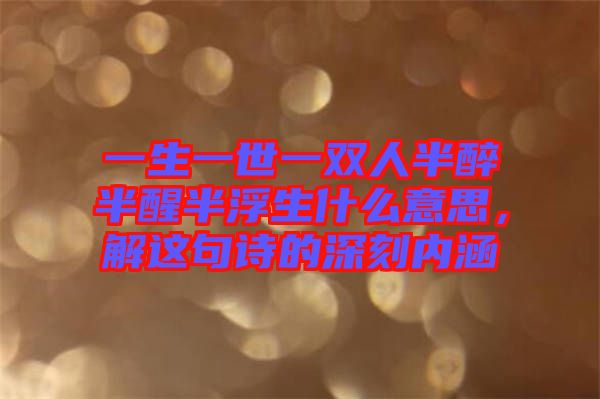 一生一世一雙人半醉半醒半浮生什么意思，解這句詩的深刻內(nèi)涵