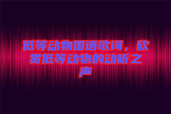 低等動物國語歌詞，欣賞低等動物的動聽之聲