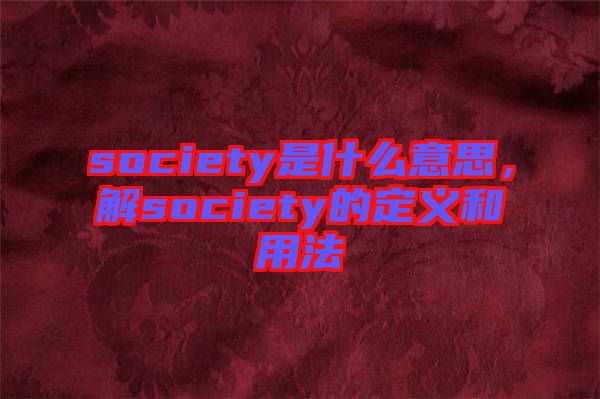 society是什么意思，解society的定義和用法