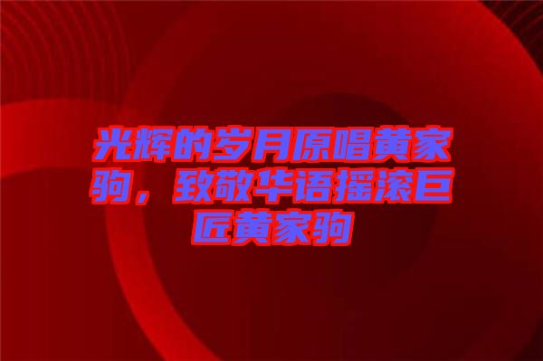 光輝的歲月原唱黃家駒，致敬華語搖滾巨匠黃家駒